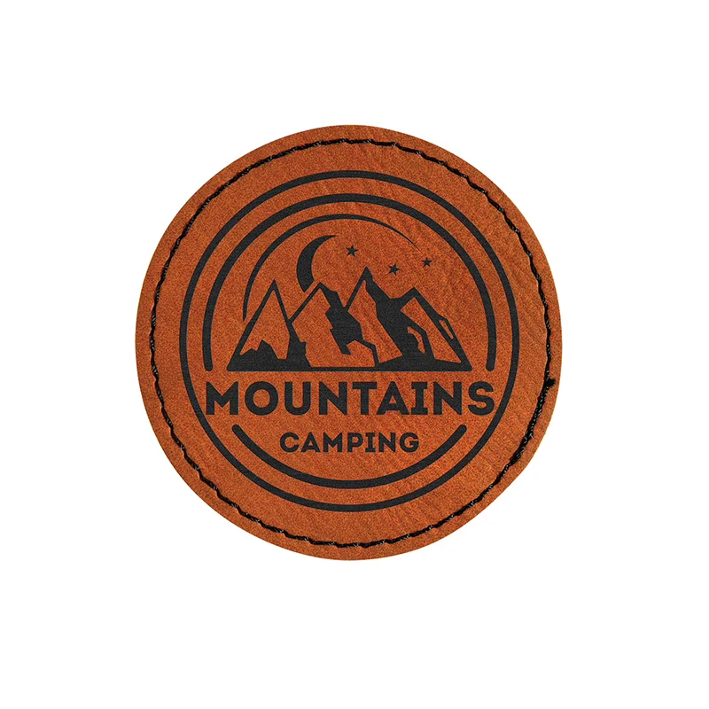 custom square design self adhesive leather hat patches laser safe leather patch printed leather patch