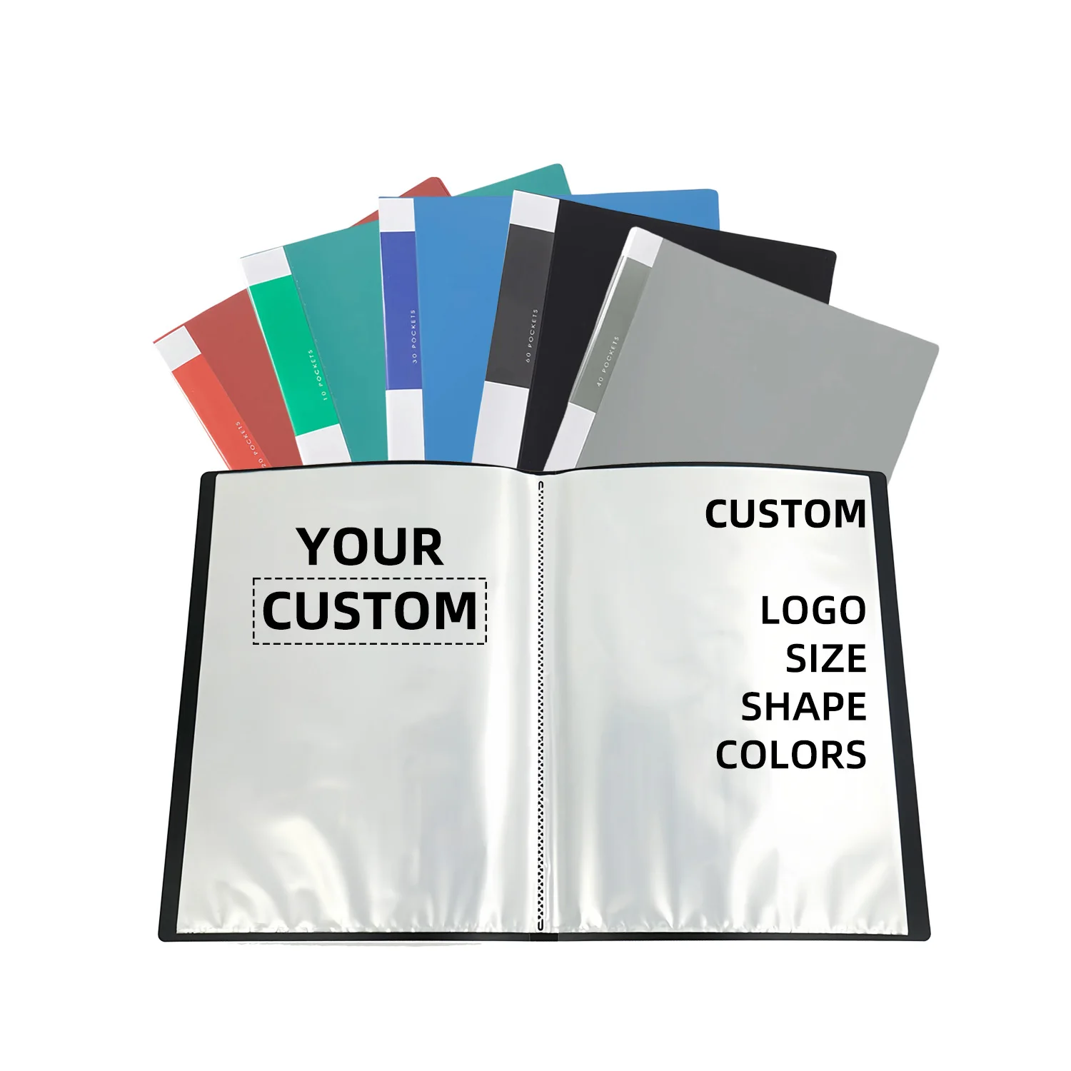 Folder Custom Logo A3 paper embossed real estate presentation files folders with double pocket and card holders printing folders