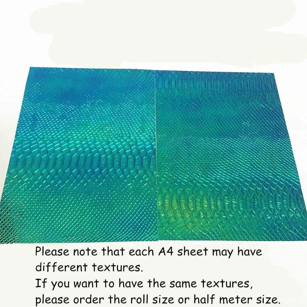 1 Yard Iridescence Hologram Snake Skin Faux Leather Fabric Vinyl Leatherette for Shoes Bag Crafting