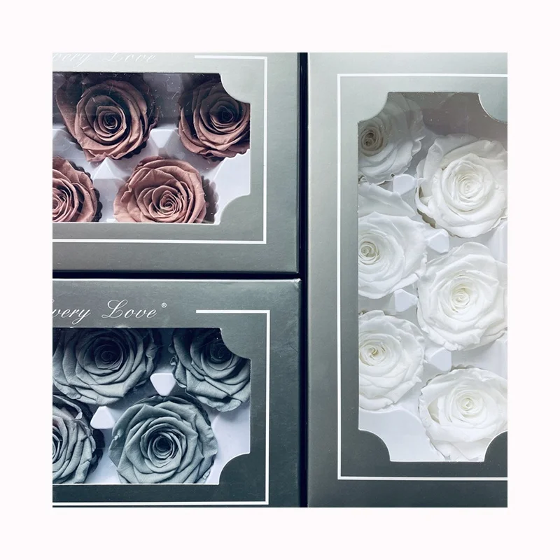 
Yunnan Wholesale Valentine Gift 5-6cm Rose Head Preserved Six Flower Rose Gift Box 
