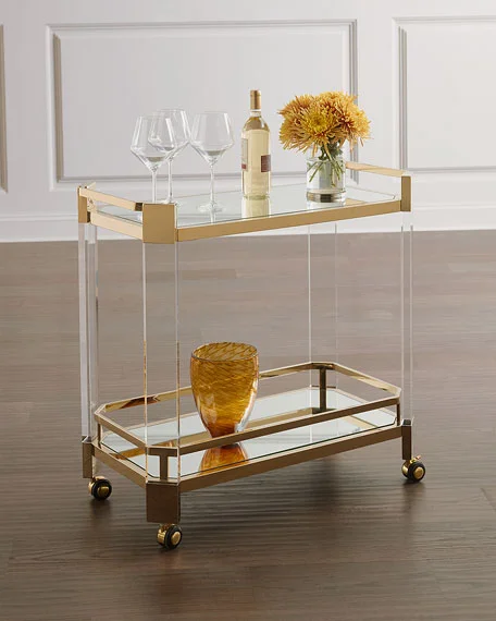 2021 bar cart clear acrylic hotel service trolley mobile wine trolley
