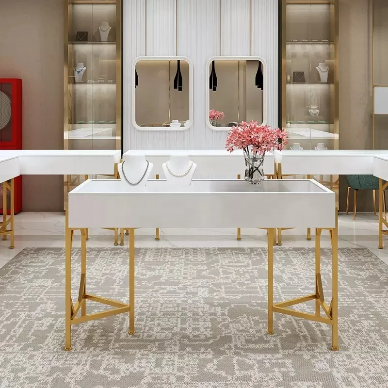 Made in China Good Quality Metal Stand Cabinet Lockable Frameless Glass Top Antique Jewellery Display Show Case