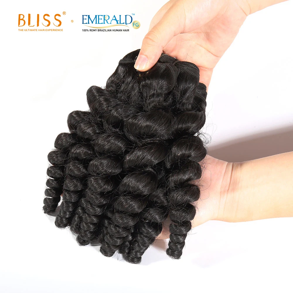 Bliss Emerald 3 Packs Bundles Brazilian Human Hair In Packets Blossom Egg Curl 100% Unprocessed Natural Brazilian Hair Weaves