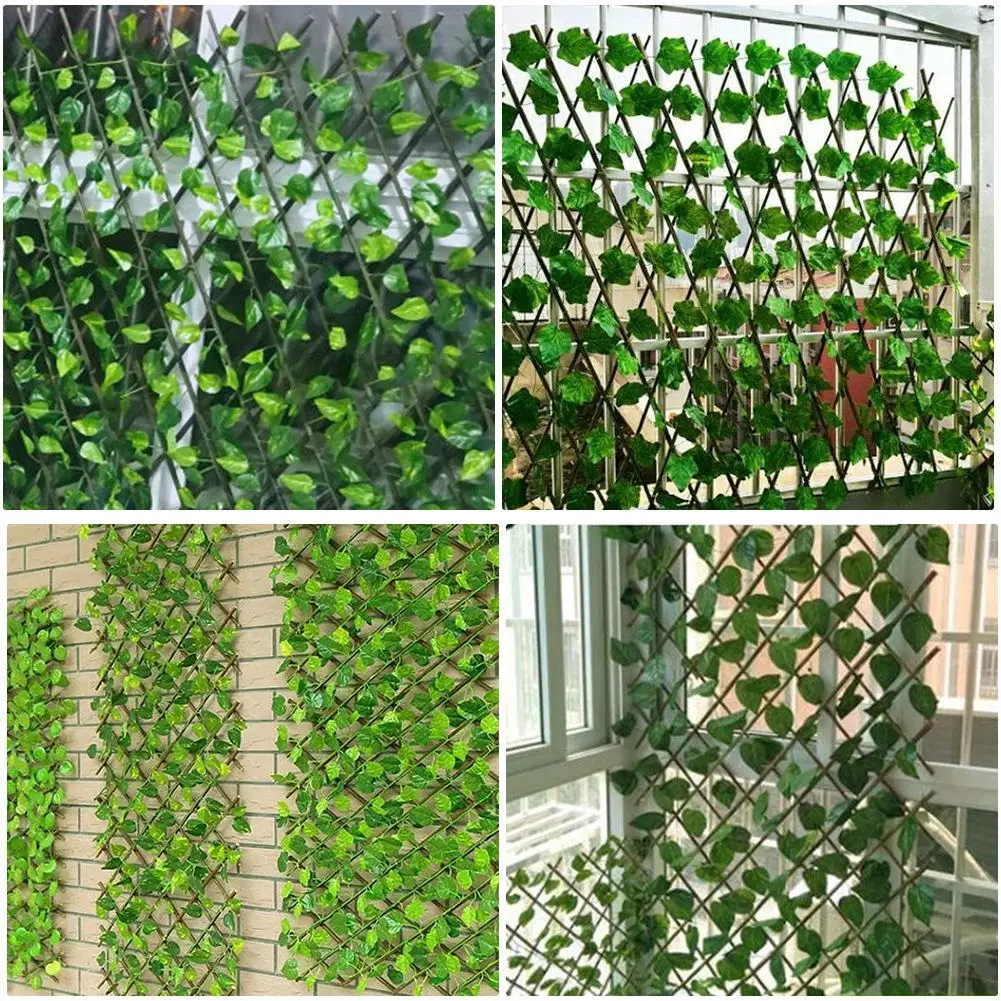 
Retractable Artificial Garden Fence Expandable Faux 40cm Ivy Privacy Fence Wood Vines Climbing Frame Gardening Plant Home 