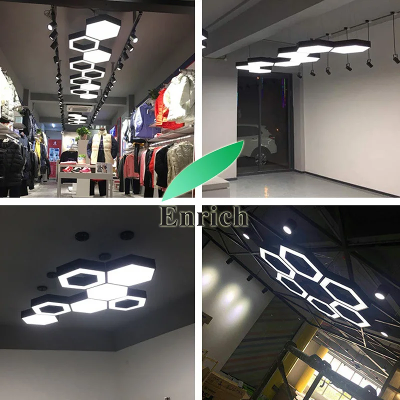 Ceiling Light Hexagon LED Pendant Chandelier With Hollow/solid Type 1000mm Industrial Iron Warm White Switch Control