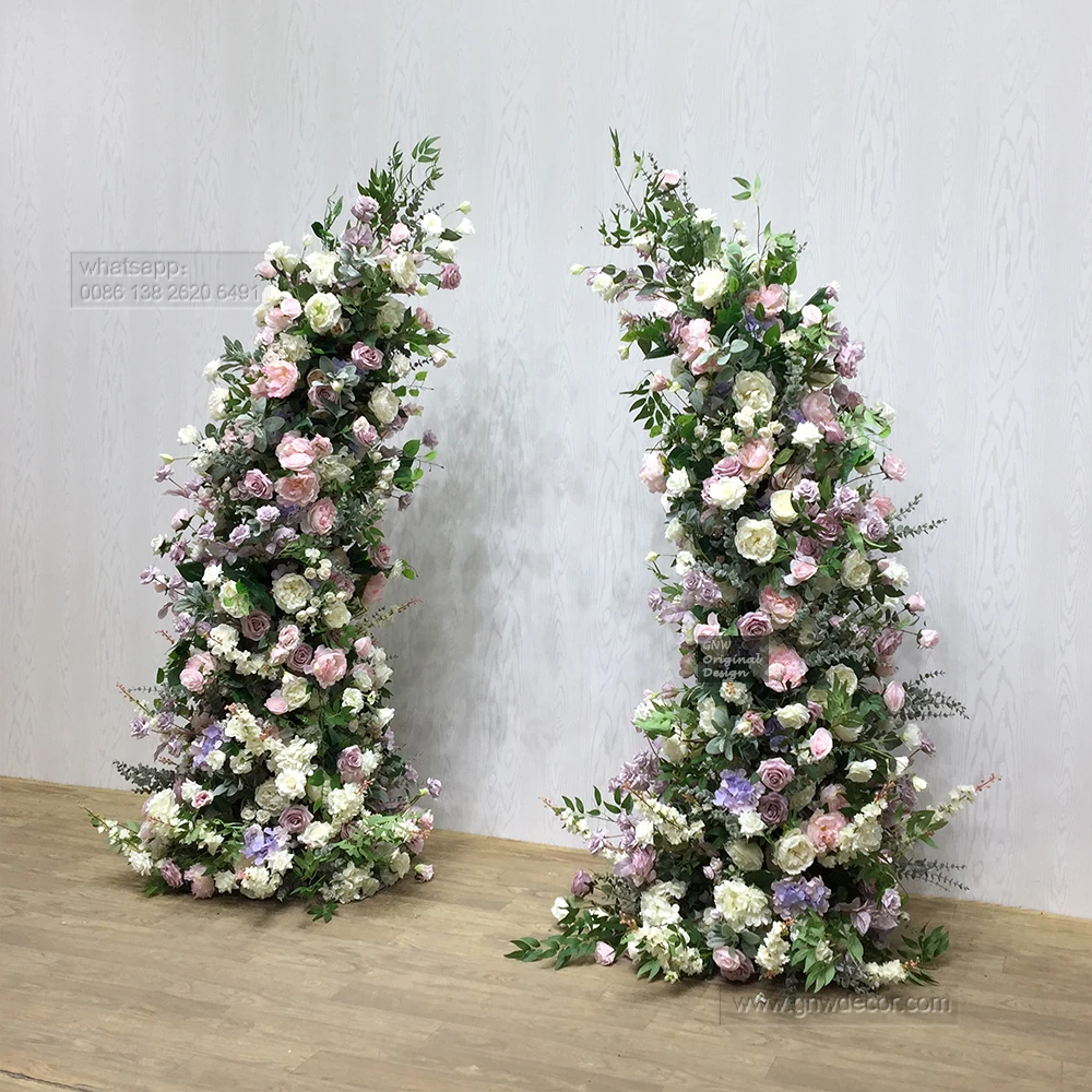 GNW Hot Sale Wholesale Decorative Silk Flower Supplies Artificial Roses Events Wedding Heart Shaped Frame Backdrop