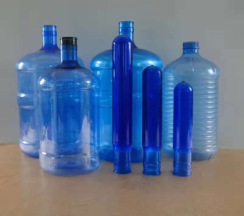 3 5 Gallon 700g 750g 55mm Screw Press Neck Blue Color Virgin Pet Preform For 18.9l 20l Water Bottles