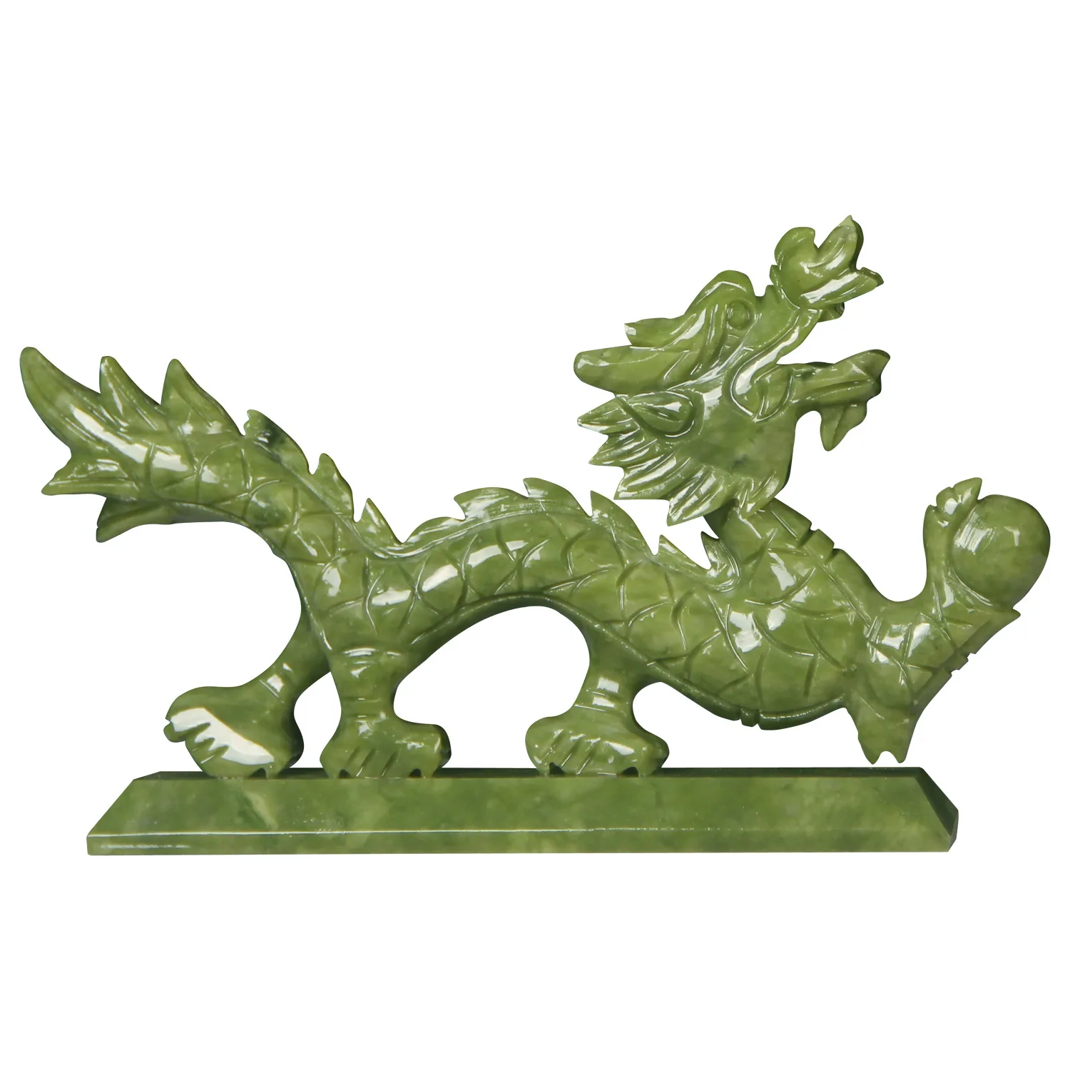 Wholesale desk decoration natural green jade dragon high quality crystal dragon carving crafts