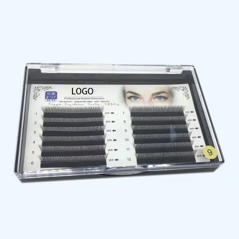 Factory wholesale premade eyelash C D curl extension private label individual cluster handmade fans eyelash extension korea