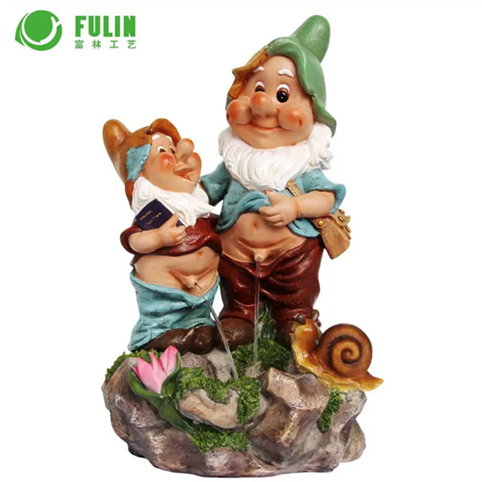 Outdoor Indoor Garden Decoration Naked Gnome peeing Statue Water Fountain Relaxing Waterfall Garden Water Feature