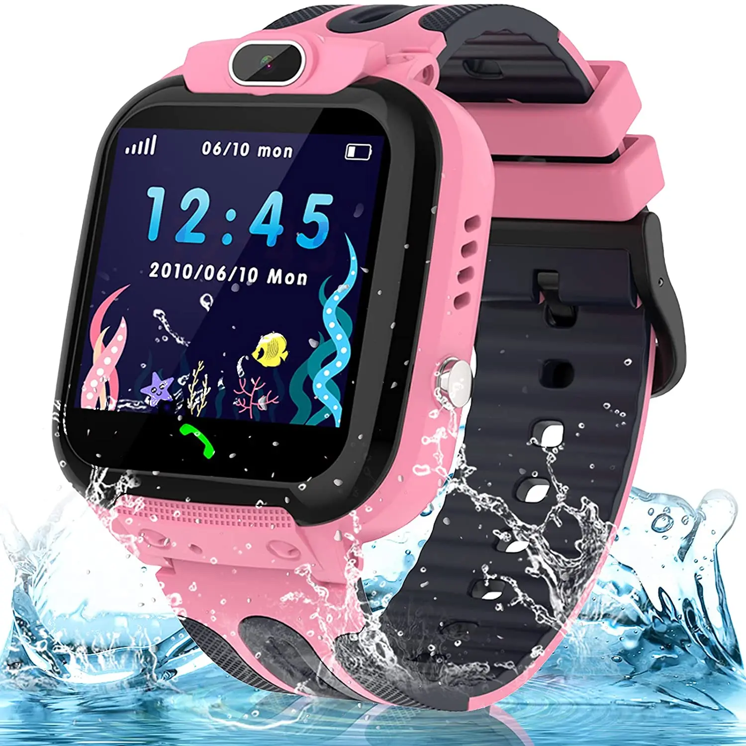 Smart Watch for Kids Girls Boys IP67 Waterproof GPS Tracker 1.54' HD Touch Screen Call SOS Voice Chat Camera Phone I-Watches