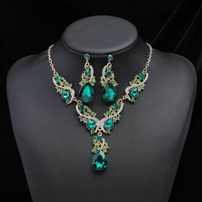 Vintage Silver and Copper Jewelry with Gold and Silver Plating Elegant Necklace and Earring Sets for Wedding Party Anniversary