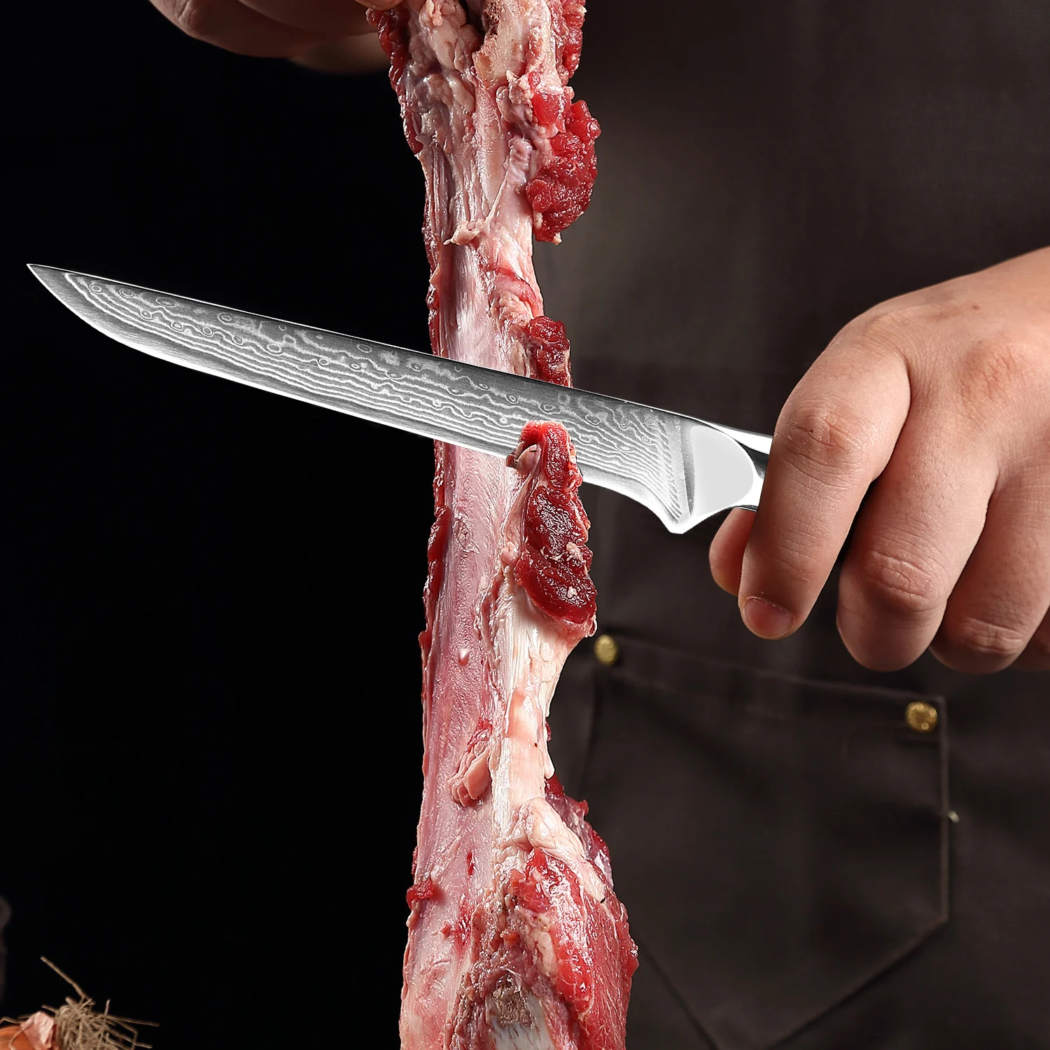 6 inch Boning Fillet Knife Japanese VG10 Damascus steel Kitchen Chef Turkey Beef Butcher Knife Tool Black G10 Handle Cleaver Hot