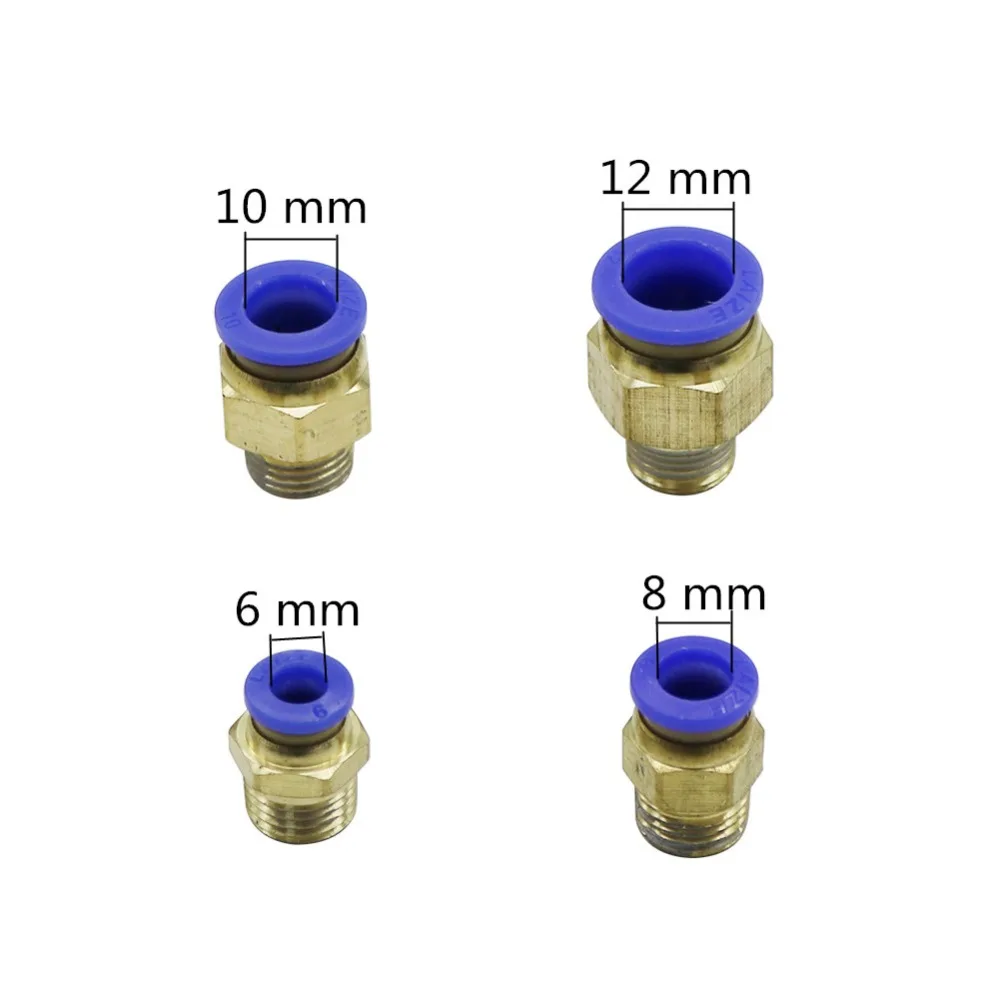 Garden Irrigation 1/8' 1/4' 3/8' 1/2' Male Thread to 6mm Straight Push In Connector Air Compressor Pneumatic Fittings