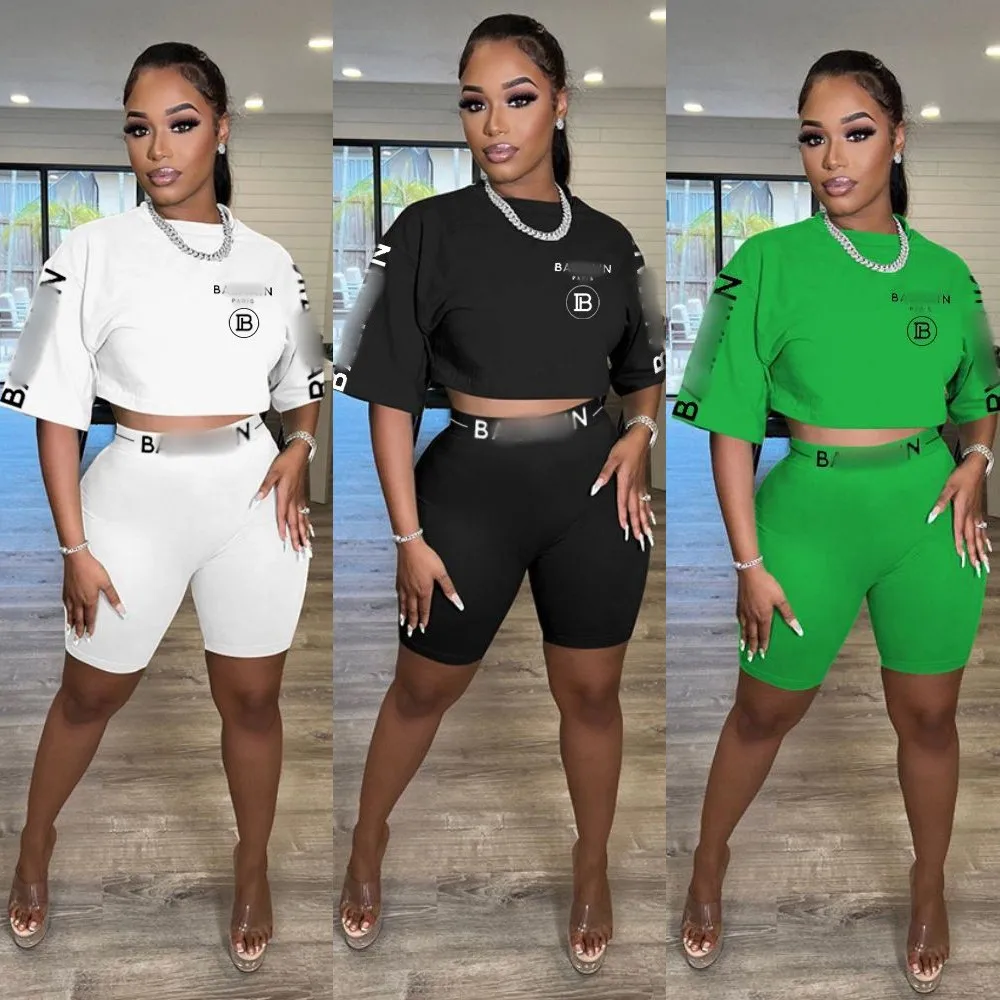 Wholesale designer clothing short sleeve crop shirt 2 pieces set summer casual two piece shorts sets women