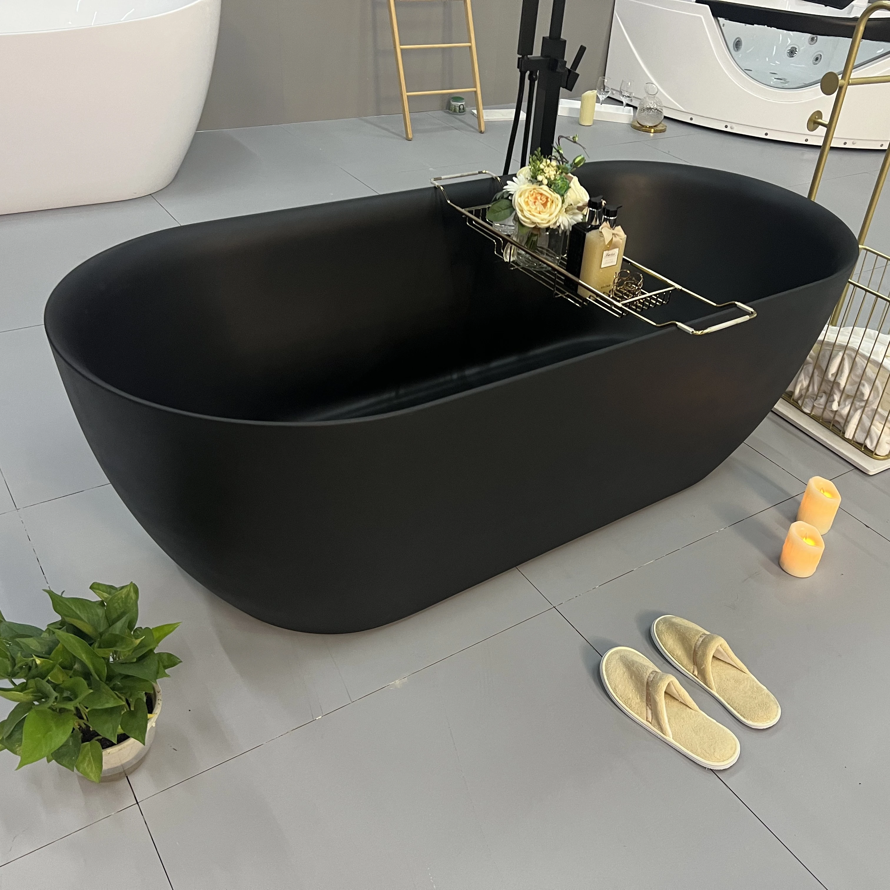 Luxury Deep Soaking Stand Alone Oval Indoor Free Standing Acrylic Bathroom Bathtubs