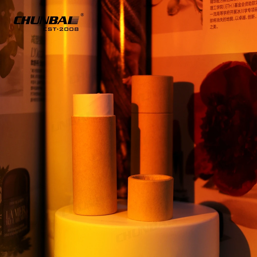 Private Label Customized Chapstick Eco Friendly Biodegradable Empty Paperboard 1/3 Mini Kraft Paper Twist Up Lip Balm Tubes
