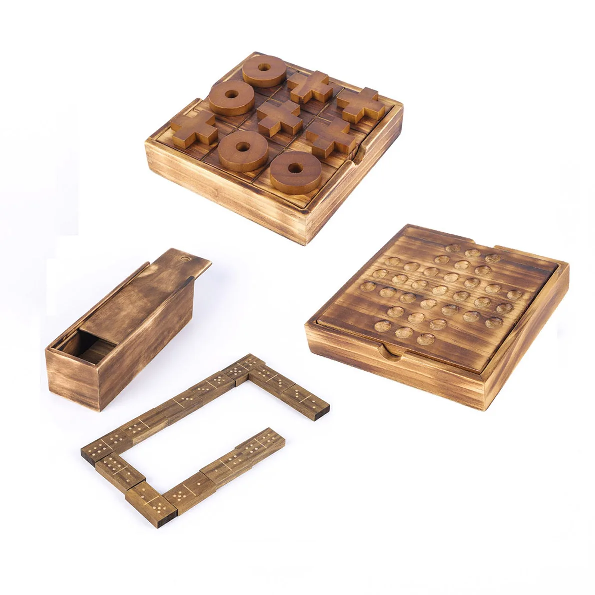 Handcrafted Portable Case education toy double six wood box 28 Tiles Pieces2 to 8 Players Travel Set Domino Set