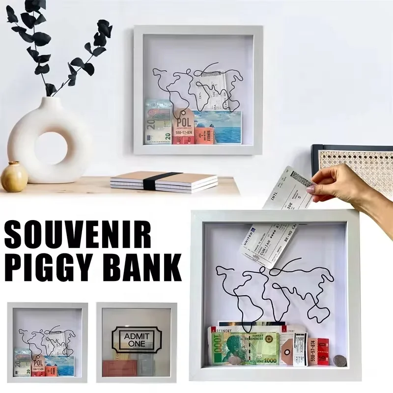 Adventure Archive Travel Shadow Box, Tickets Shadow Box With Slot 6x6 8x8 11.5x11.5 In Memory Boxes, Funny Travel Keepsake Box