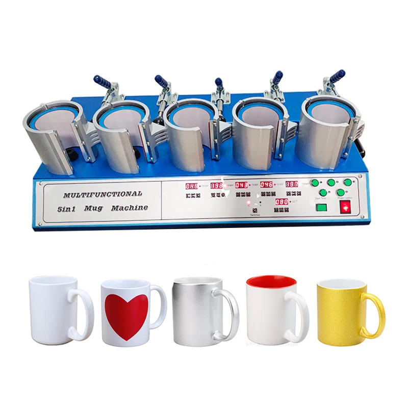 1500W Digital Heat Press Transfer Machine 11oz Sublimation Mug Electric Printing Paper Combo Semi-Automatic 220V New Motor Plate