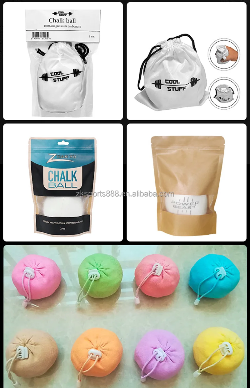 White Chalk Powder Magnesium Carbonate Sports Gymnastic Refillable Chalk Ball