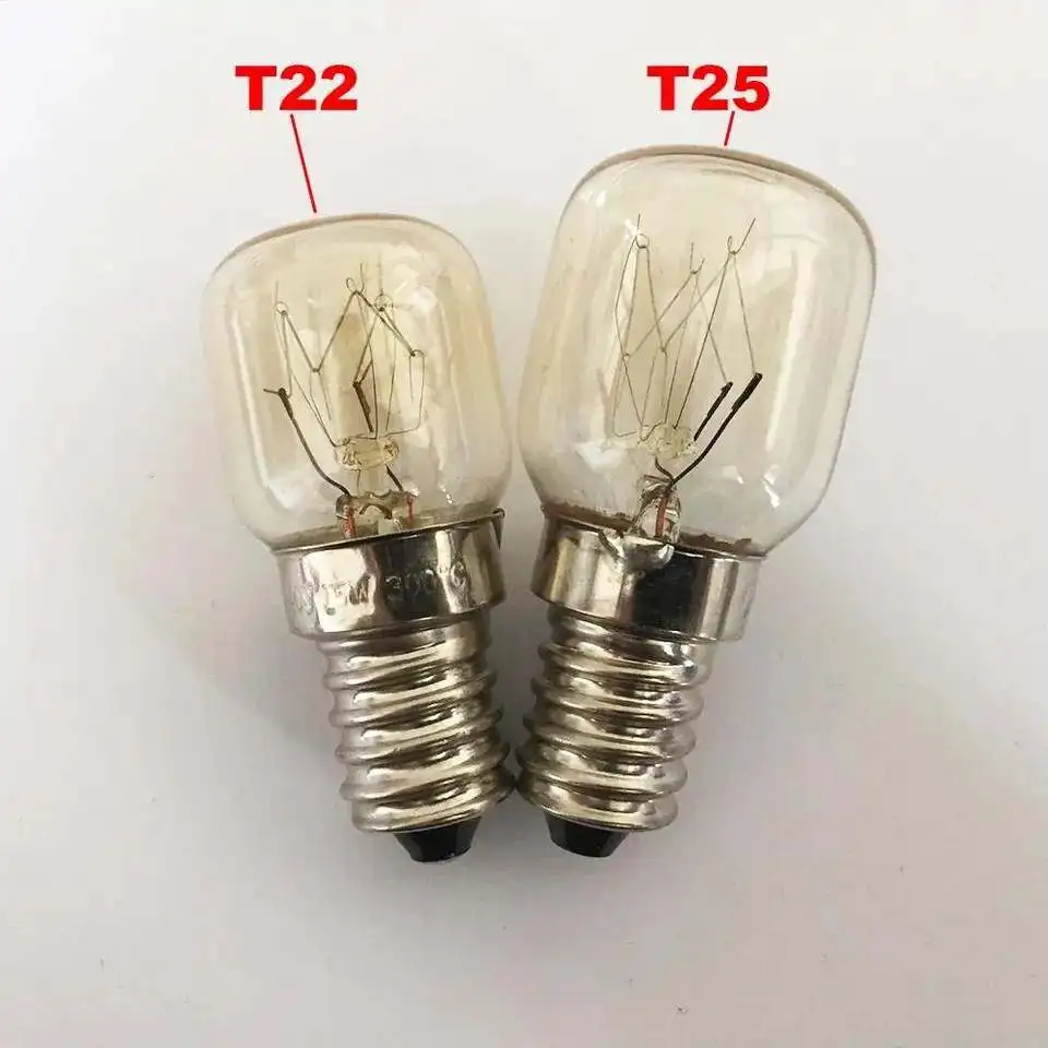 15W 25W E14 Replacement Bulb Microwave Oven Light Bulb T22 T25 High Temperature 300 Resistance Incandescent Indicator Light Bulb