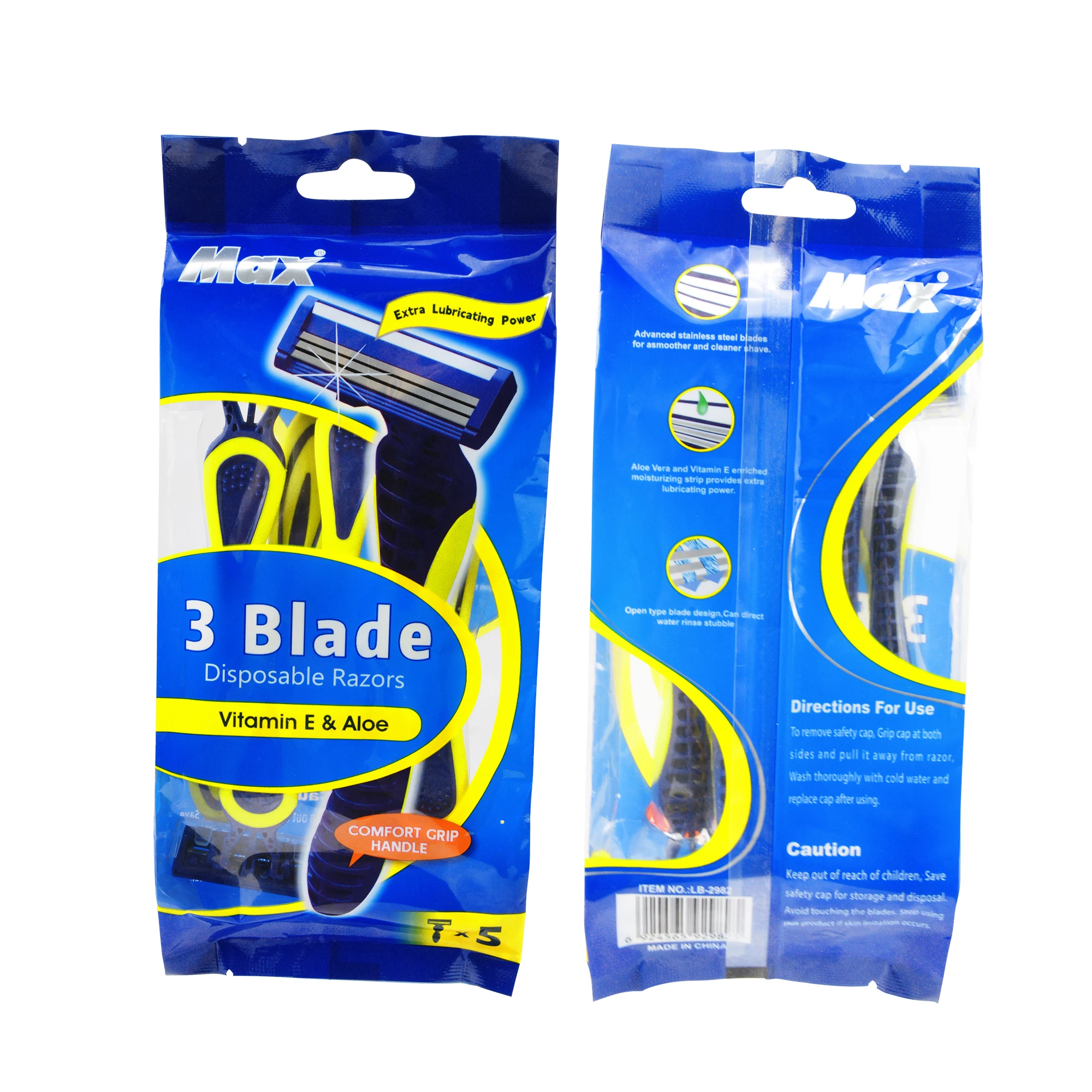 Razor manufacturers in China max shaver blade 3 blade men design factory OEM three blade disposable razors
