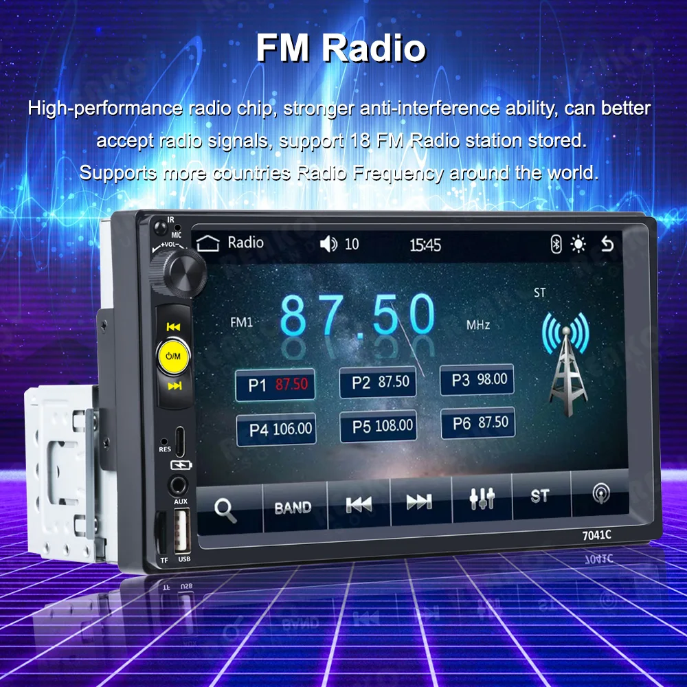 New Design Universal MP5 Auto Player Car Radio 7 Inch Stereo With Carplay Mirror Link FM BT 7 Color Button Backlight