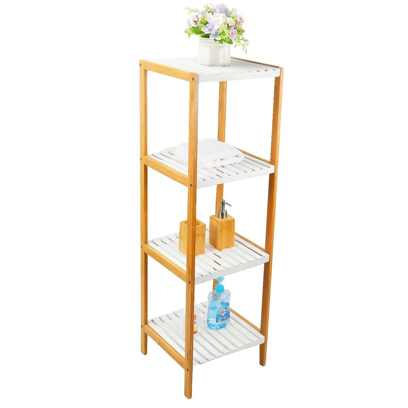 Регулируемая современная витрина, подставка для цветов и растений, бамбуковые держатели для хранения и полка для ванной комнаты для гостиной