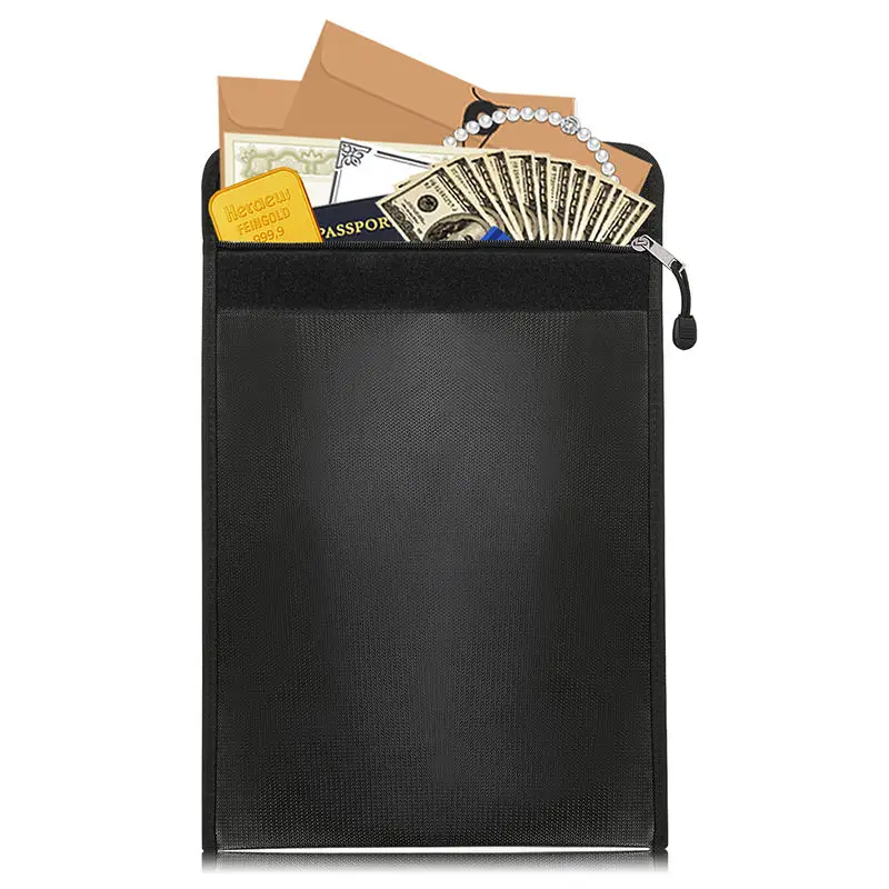 Custom Non-Itchy Fiberglass Coated Fireproof Storage Bags Fire Resistant Money Document Cash Safe Wholesale