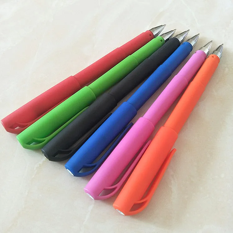 High quality canetas gel promotional custom multi color plastic rubber gel pens with custom logo