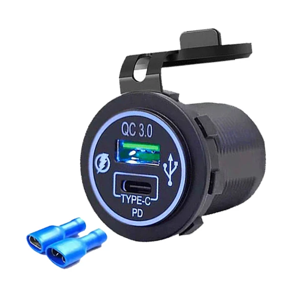 HOT Sell DC 54W Dual Port 12V 24V Bus USB A QC3.0 18W Type C PD 36W Fast charger Socket