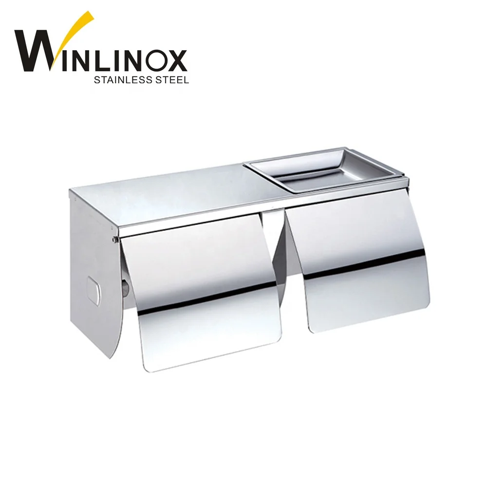 Recessed double tissue holder stainless steel toilet paper roll holder