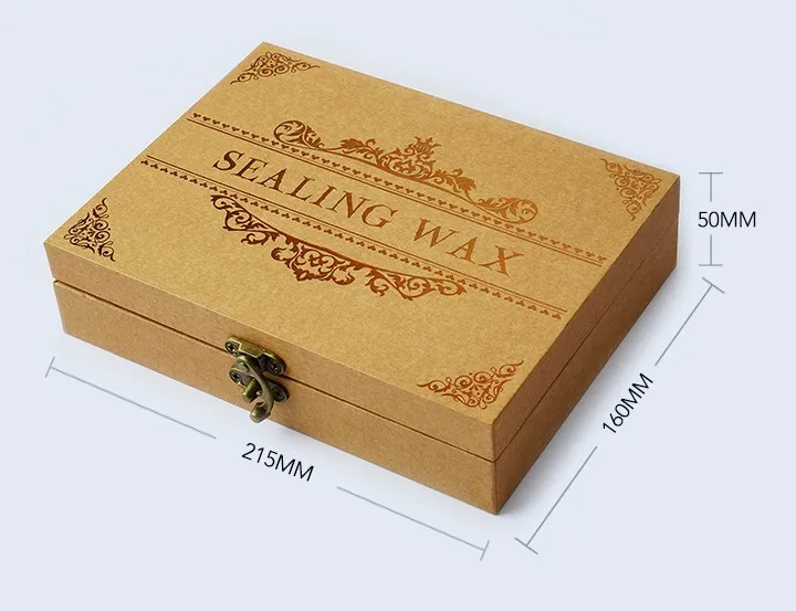 European Style Kraft Paper Color Gift Box Sealing Wax Stove 5 Gold Metal Brass Heads Heart Wax Stamp Melting Spoon Set