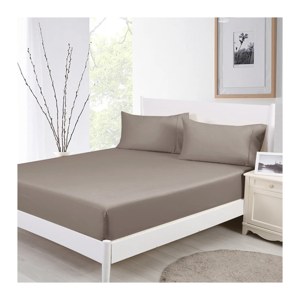 Wholesale Brown 40cm Deep Pocket Elastic Coolmax Bed Sheets Fitted Set for Home Use