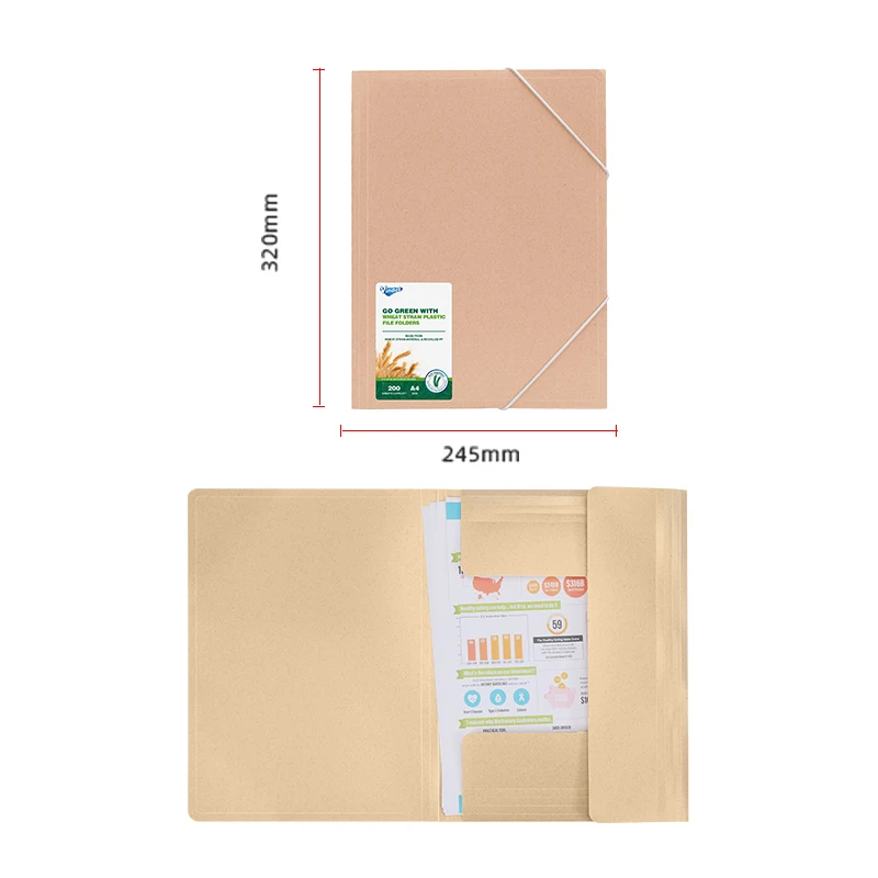 stationery office supplies custom business folder colorful elastic bander closure 3 clap folders with elastic band