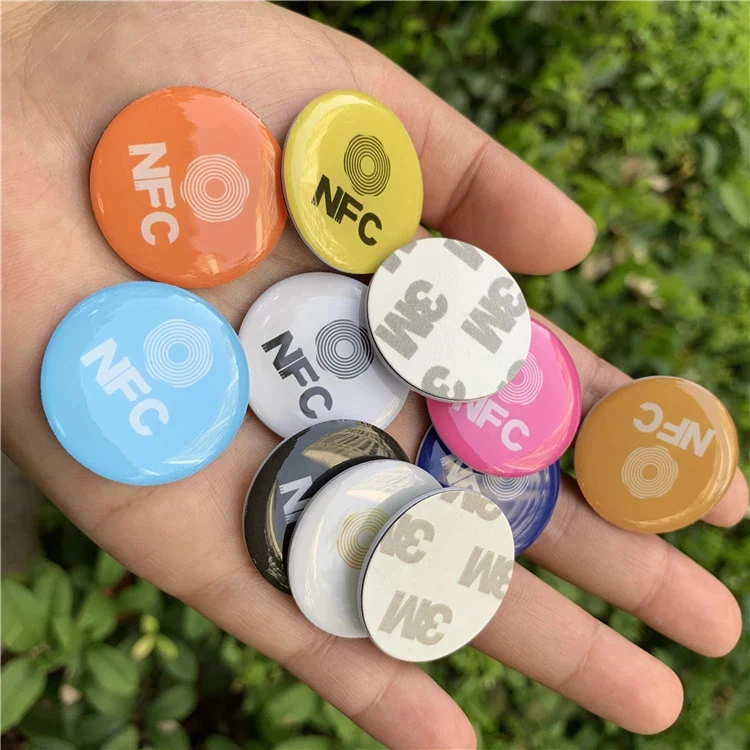 Flat phone Anti-metal NFC NTAG213 Epoxy Tag/ Sticker for Social Media sharing