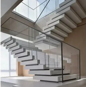 Hot Sell Apartment/Hotel single steel stringer straight floating stairs modern mono stringer wooden staircase