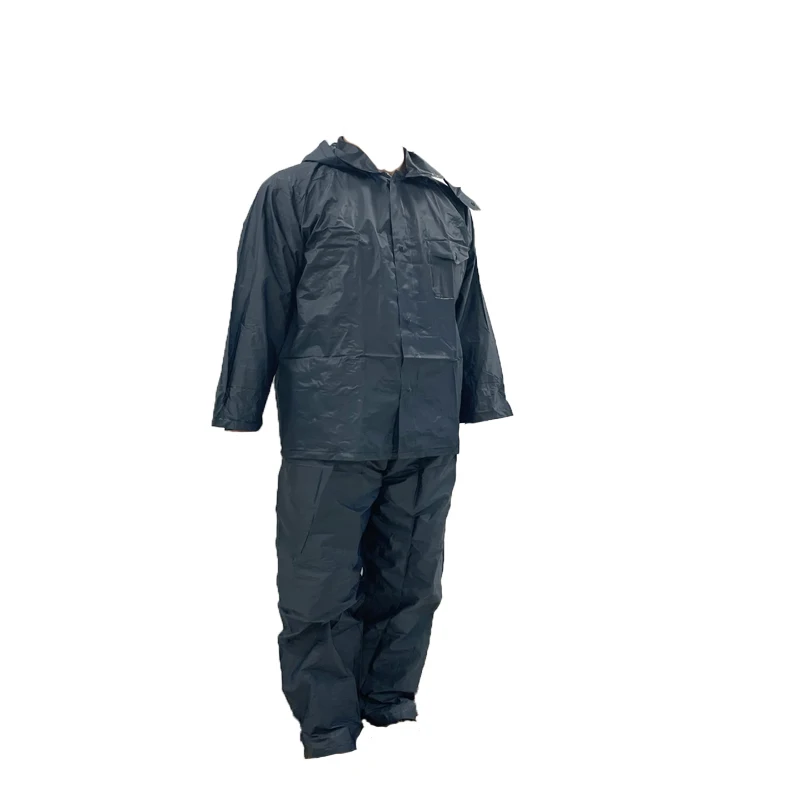 Waterproof 0.15mm PVC film weldable rain wear blue color rain suit for man women