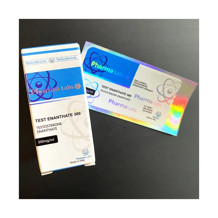 Vial label and box 43 - Custom laser 10ml hologram steroide PHARMA brand Testosterona 300mg Injection Bodybuilding labels