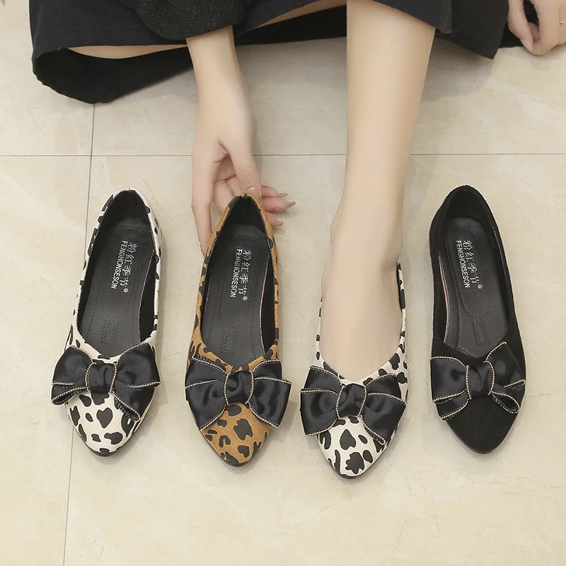 High Quality Comfortable Rubber Sole Sexy Women Pointed Toe Bow Flat Shoes For Ladies