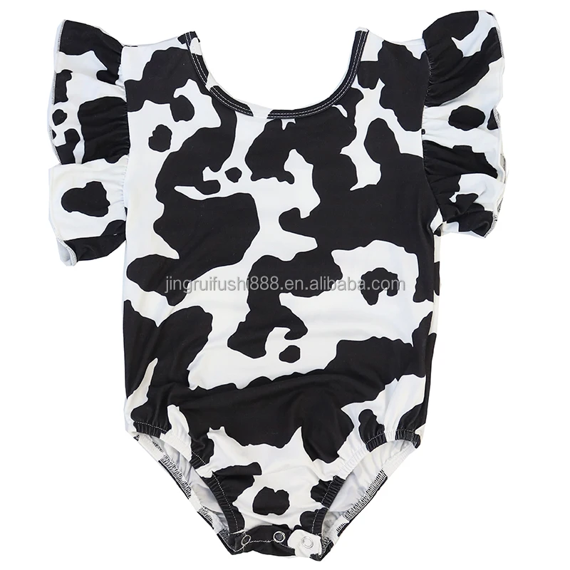 New Arrival  Summer Children Kids  Bathing Suit Ruffled One Piece Cowgirl Pattern Print Baby Girls Swimwear