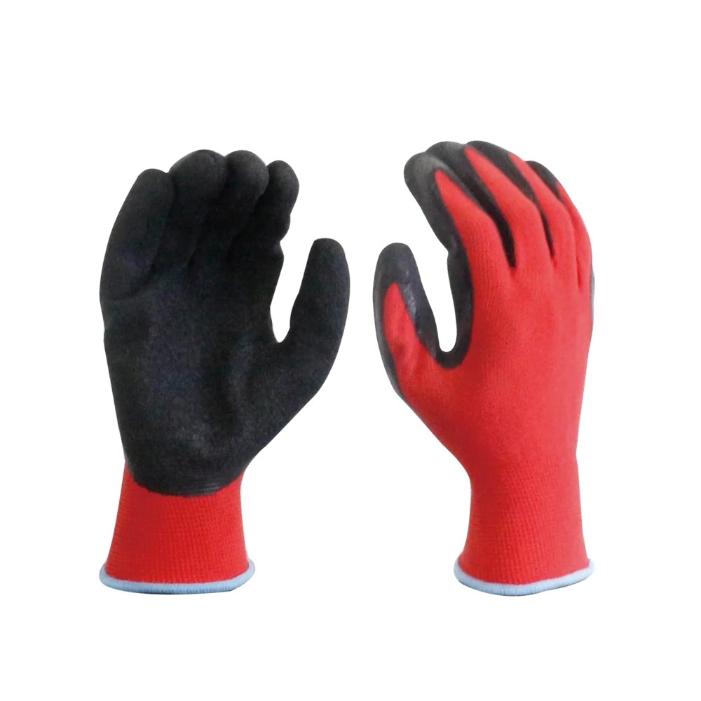 Factoryshop 13G Polyester Latex Crinkle / Wrinkle Coated Reusable Working Labor Work Safety Protective Rubber Gloves