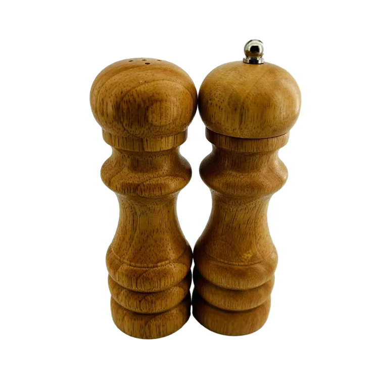 Wholesale Natural Color Wood manual pepper grinder Cooking Tools Salt and Pepper Mill set for Kitchen