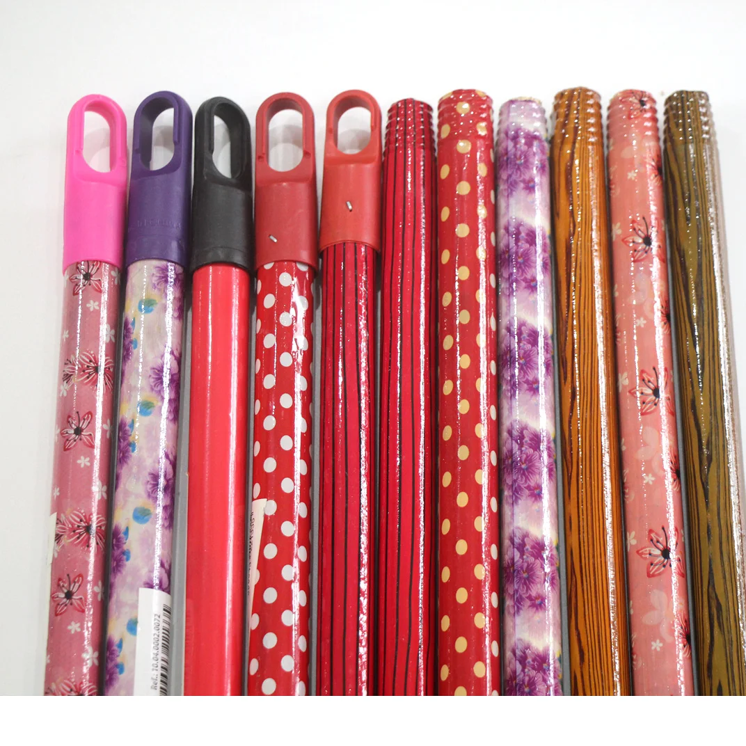 Ero-friendly mop stick broom handle escoba flower design PVC coating wood broom stick hot sales india broom handle
