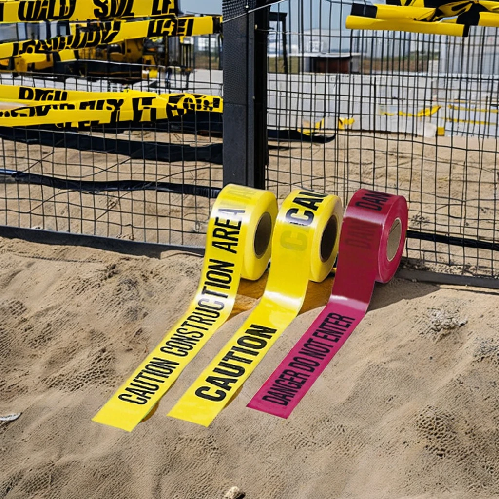 Yellow and Black Caution Tape Non-Adhesive Detectable Traffic Warning Barrier Tape Made of PE Material