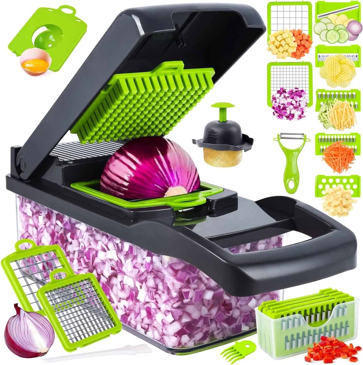 Hot Sale 16 1 Multifunctional Vegetable Cutter Onion & Carrot Chopper PP Material Kitchen Food Chopper Fruit & Vegetable Tools