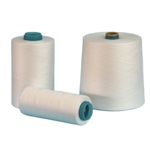 Необработанная белая 40/2 крученая полиэфирная швейная нить, термокомплект, состояние без волос в бумажном конусе для прямого шитья