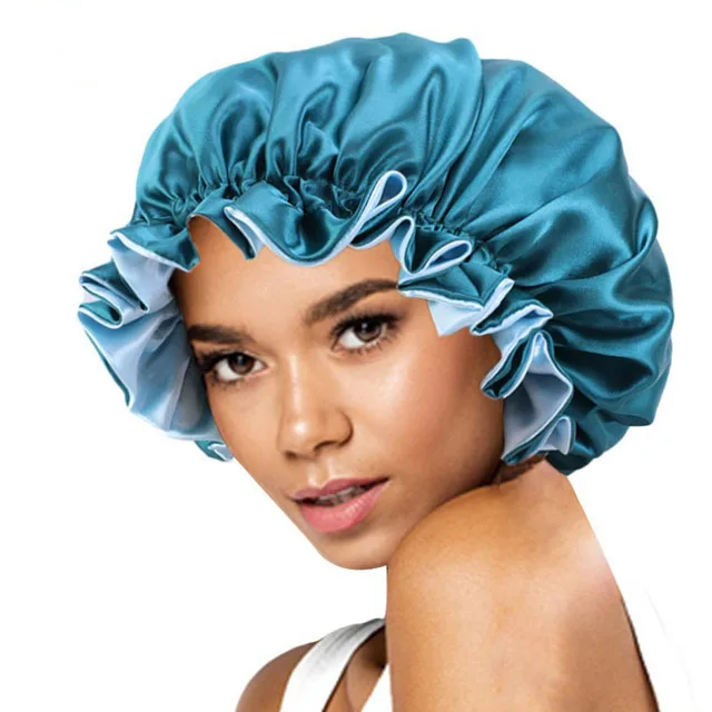 Fashion Custom Double Layer Hair extra large reversible satin bonnet with edge scarf Designers Bonnet Satin