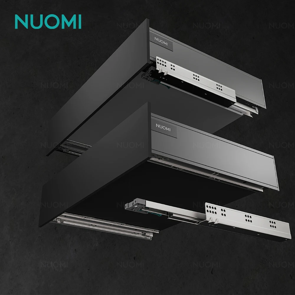 NUOMI Furniture Hardware JANE Series Tandem Cabinet Drawer Box Runner Rail Soft Closing Slim Undermount Drawer Slide for Kitchen
